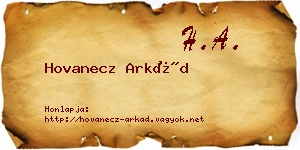 Hovanecz Arkád névjegykártya
